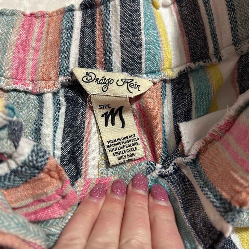 Striped Wide-Leg Cotton Blend Pants in Multicolor - Picture 4 of 5